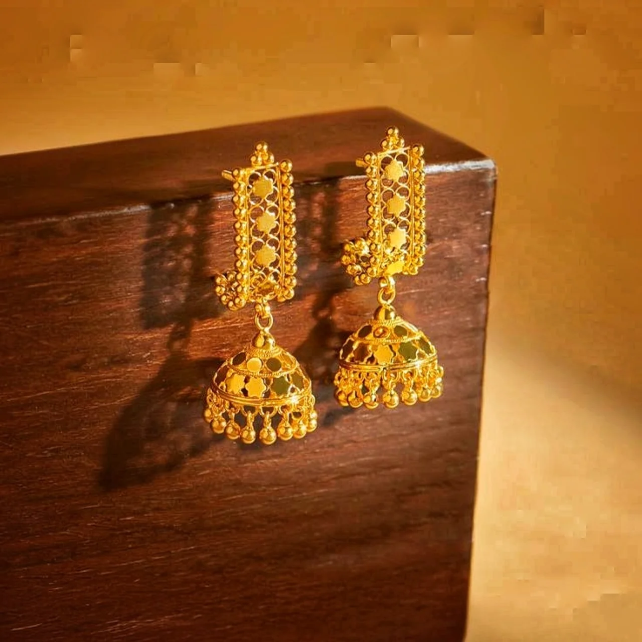 Royal Jharna Gold Jhumka Earrings
